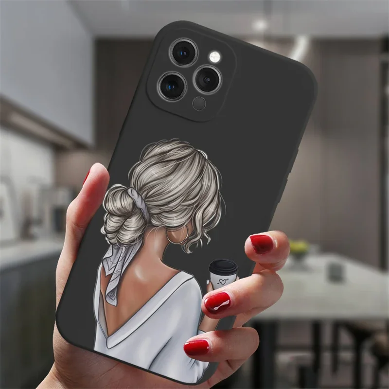 Fashion Girls Phone Case for iPhone 15 14 13 12 11 Pro Max Case Coque for iPhone XR X XS Mini SE 7 8 Plus Cover Shockproof Funda