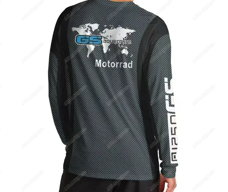 Motorcycle Riding Summer For BMW R1250 GS Long sleeves T-shirt Motorrad Adventure Quick Dry Breathable Not Fade Anti-UV Black