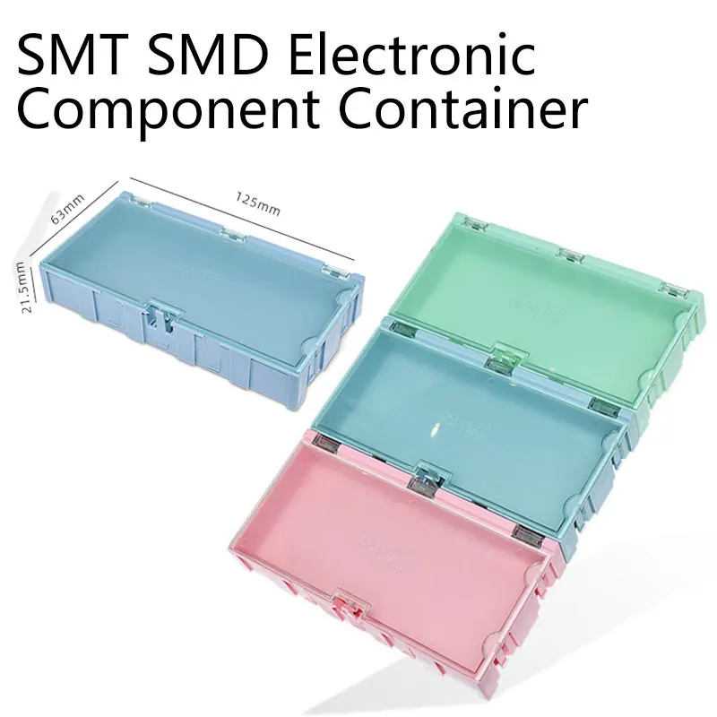 SMT SMD Container Box, Electronic Components Parts Storage Case with Transparent Lid, Mini Component Assortment Storage Box