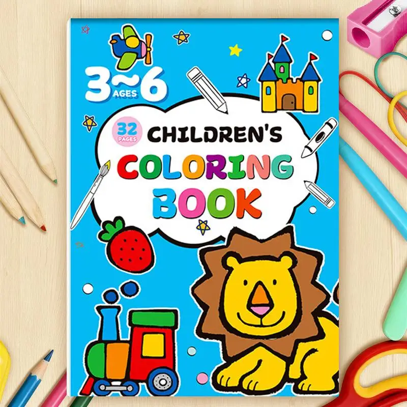 Introductory Coloring Book for Children Aged 3–6 Features 32 pages of illustrations including animals vehicles and more