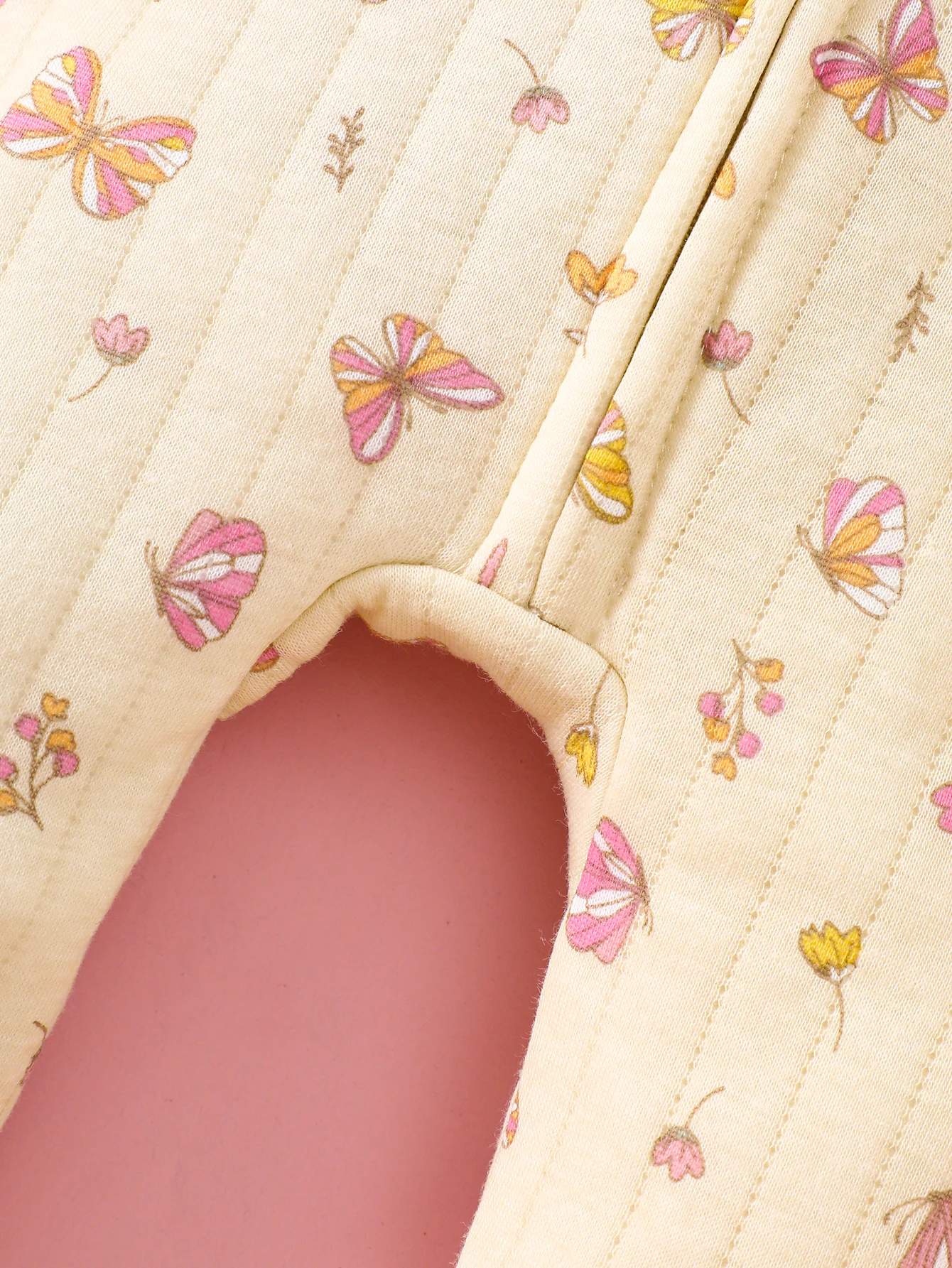 Baby-Strampler mit Schmetterlingsdruck, langärmelig, mit Reißverschluss, Baumwolle, für Neugeborene, atmungsaktiv, für den Nachtschlaf, 0–3, 3–6 – Detail 4