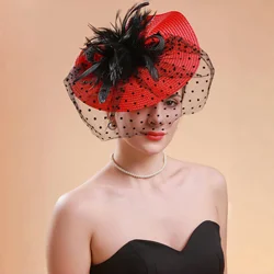 Straw Fascinators Fancy Christmas Flower Hair Accessories Multicolour Kentucky Derby Hats Tea Party Feather Headdress for Women