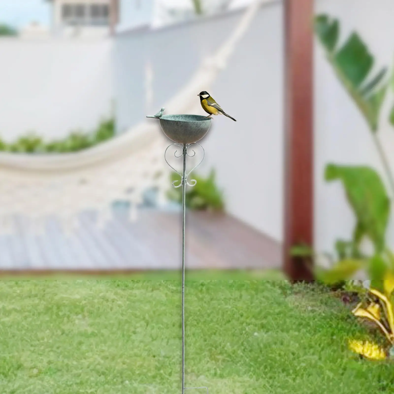 

Bird Bath Iron Standing Decorative Decoration Easy Installation Metal Vintage Birdfeeder Bowl for Outside Home Lawn Yard Deck