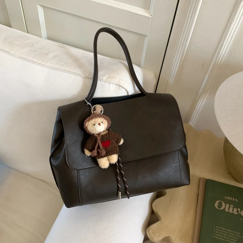 

Осенняя женская сумка-тоут 202, винтажная повседневная кожаная сумка через плечо, просторная сумка через плечо для работы и поездок на работу