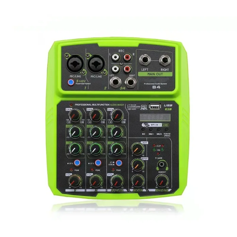 

USB Bluetooth Reverb Audio Processor Karaoke Live with Sound Card 4-way Mixer Conference Sound Effects
