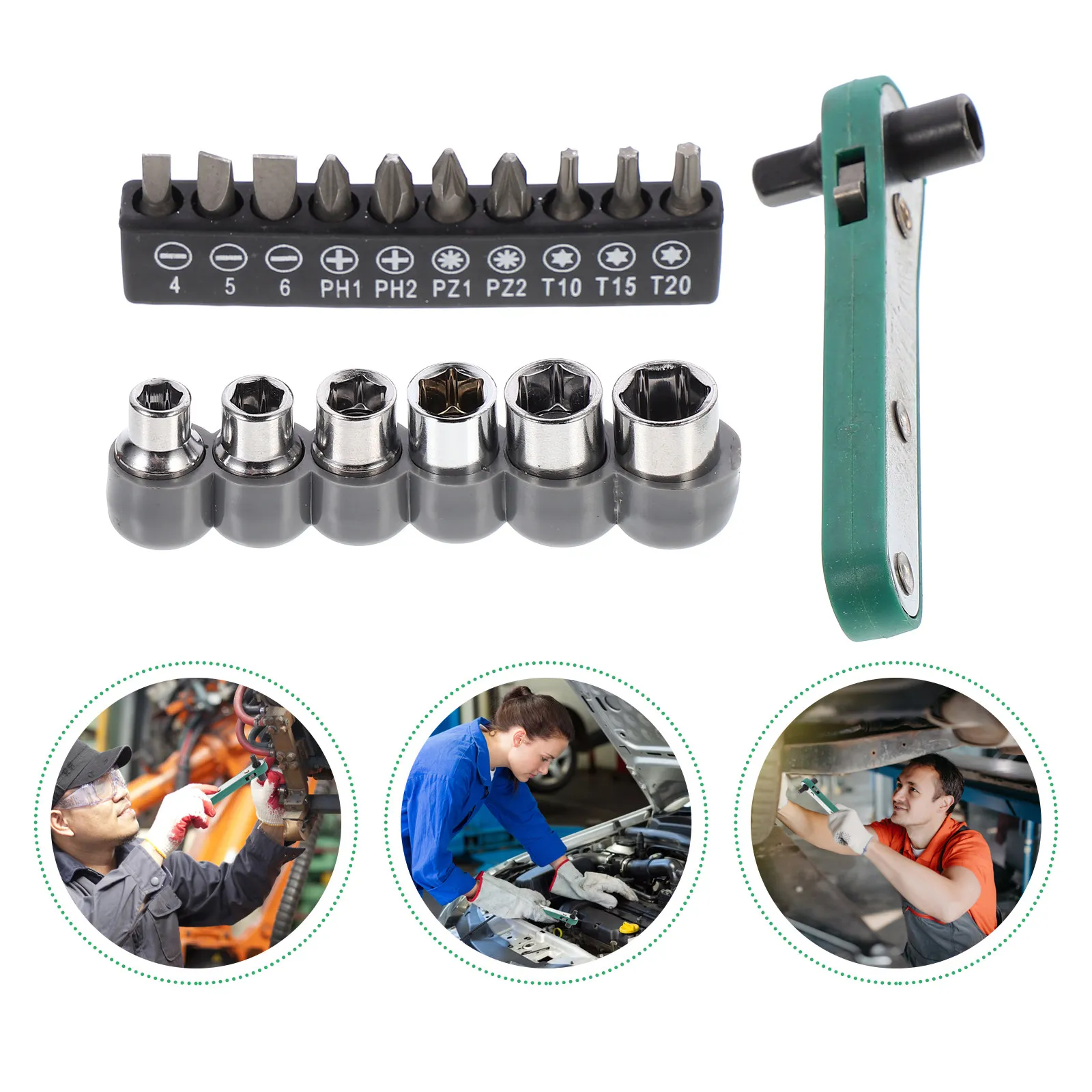 1Set Complete Ratchet Wrench Kit Made of Sturdy Steel Simple Operation Design for Vehicle Daily Tool Maintenance Repairing