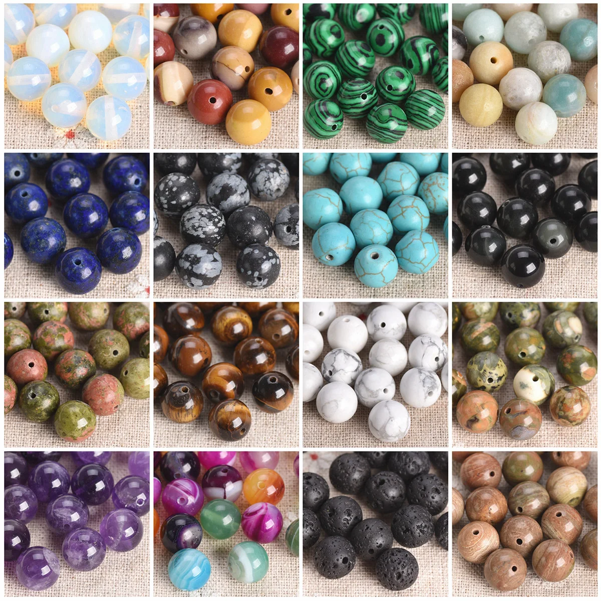 Round 4mm 6mm 8mm 10mm 12mm Natural Stone Rock Loose Spacer Beads lot for Bracelet Jewelry Making Findings DIY Crafts