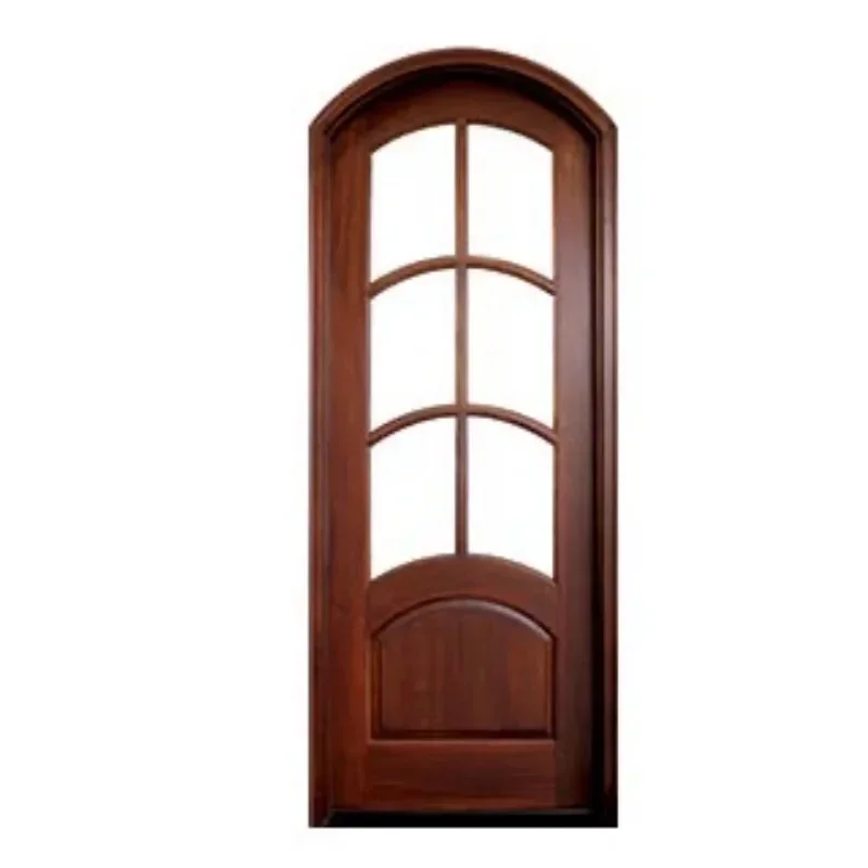 Modern arched door design 36*82 inches solid core laminated glass entry wooden glass doors