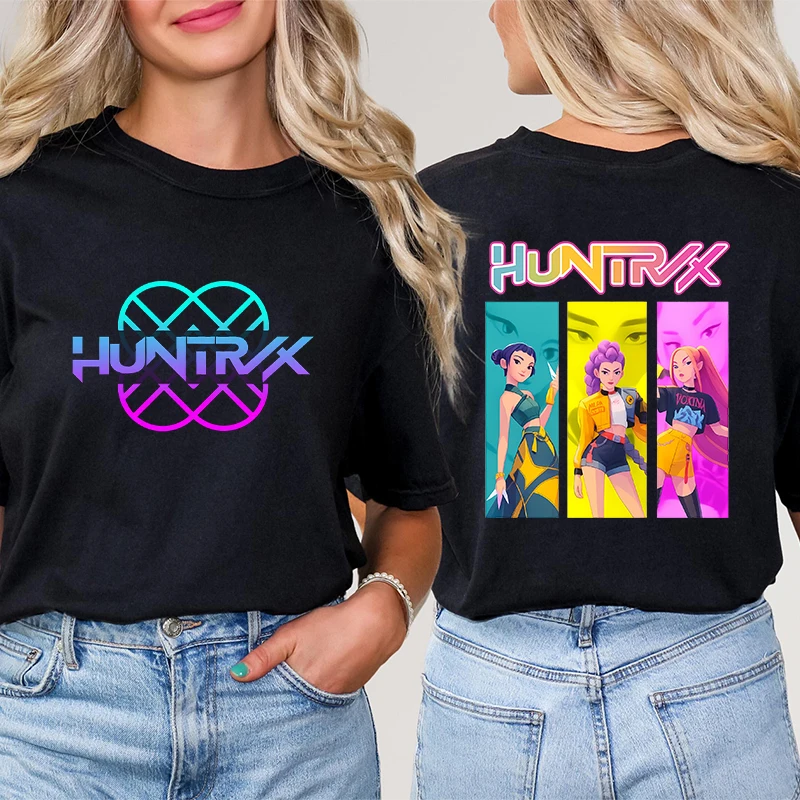 Kpop شيطان هنتر HuntrX طباعة تي شيرت الكورية أنيمي بلايز ملابس حريمي موضة Harajuku Kawaii تي شيرت المرأة Y2K الملابس