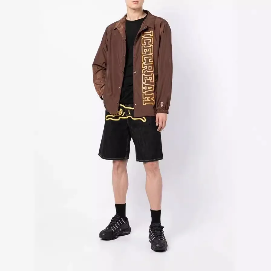 شورت جينز شبابي عصري بتصميم هيب هوب ريترو، ماركة عصرية، خمسة جيوب، طباعة كلب بي بي سي، فضفاض وأنيق #3