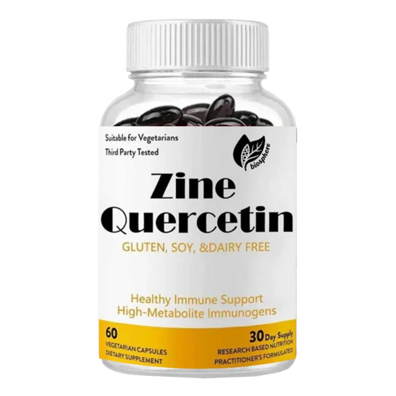 60 Vegetarian Capsules Zinc Quercetin Supplement Gluten-Free Body Resistance Support Efficient Nutritional Supplement