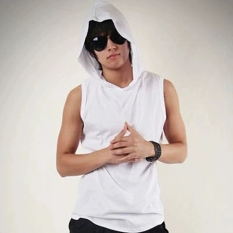 Summer Men Muscle Hoodie Quick Dry  Vest Sleeveless Workout Fitness Top Gym High Quality Vest Fashion Hip Hop Sweatshirt Tops