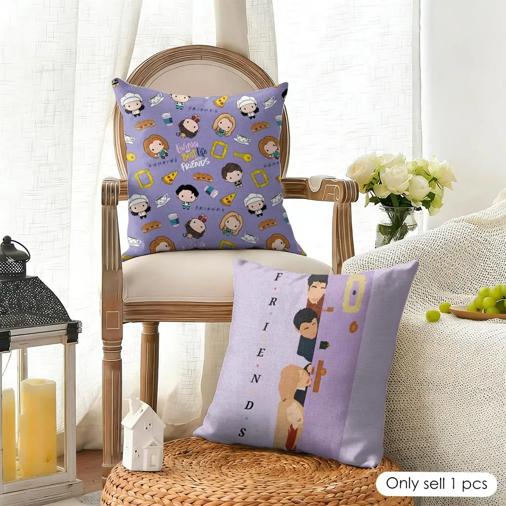 Classic F-Friends Tv Show Cushion Cover Organic Linen Square Pillow Case Durable Non-Allergenic And Kind To Skin