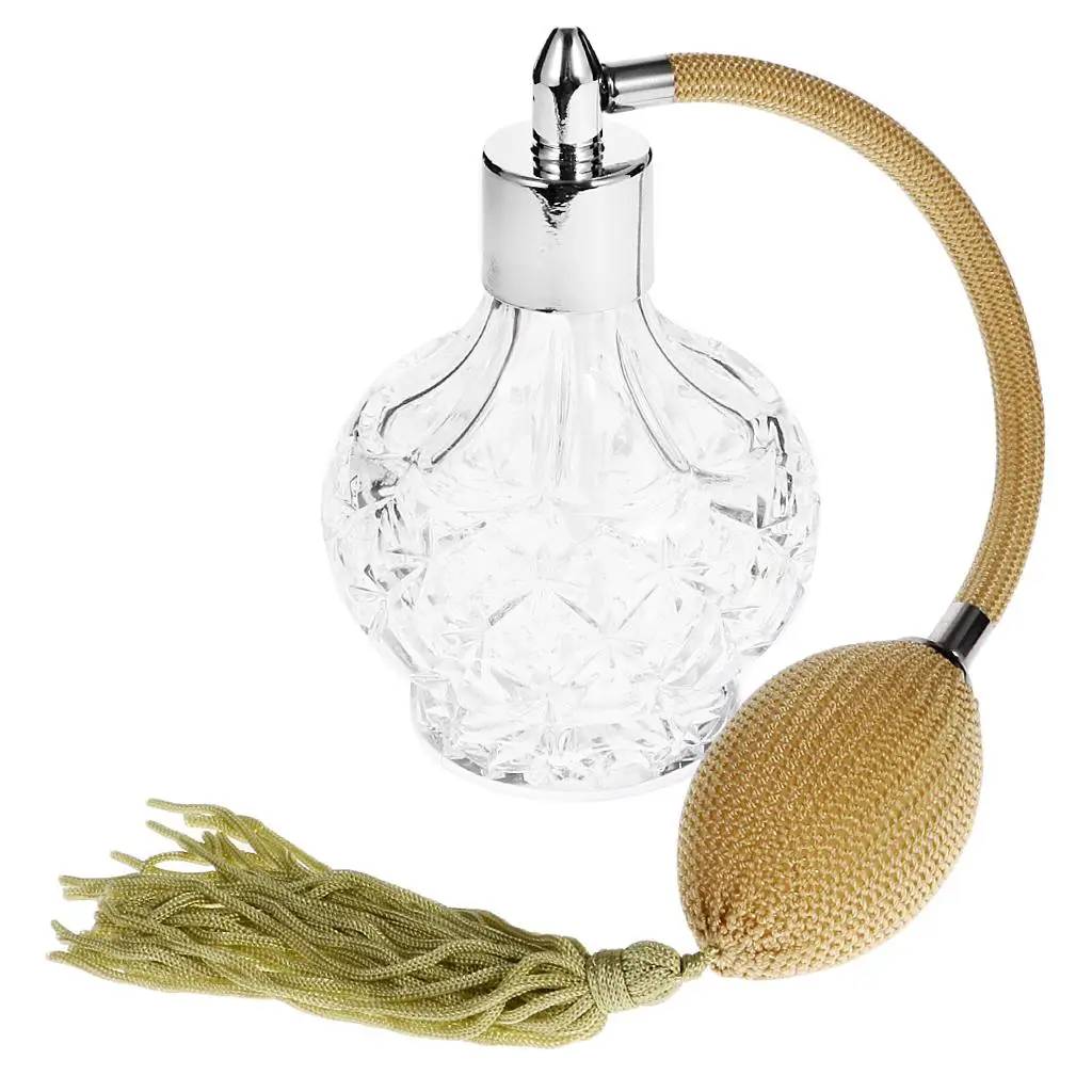 Vintage Carved Glass Empty Refillable Perfume Bottle with Spray Atomizer Decorative Bottle 100ml Home Decoration