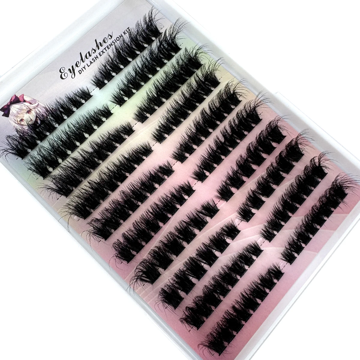 왼쪽 오른쪽 눈 속눈썹 익스텐션 고양이 및 여우 눈 효과, 단일 클러스터 속눈썹, 3D 위스피 내추럴 룩, DIY 세그먼트 속눈썹 연장