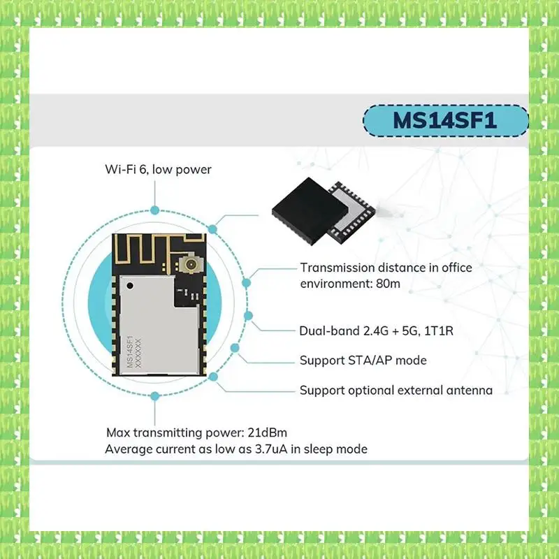 

NRF7002 Dual Band 2.4G + 5G Wifi 6 Module Wireless 1T1R Transceiver LNA MS14SF1 TWT Remote Control Smart Wifi Module