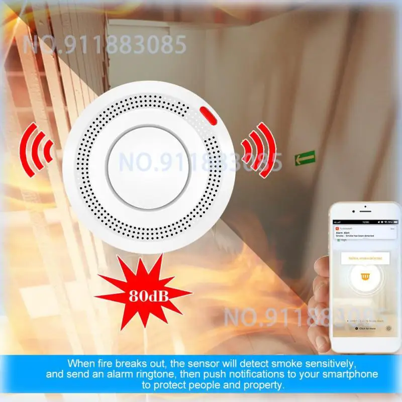 WiFi Smoke Alarm Tuya And Smart Life APP Remote Control Smoke Detector Sensor Home Security Smart Fire Sound Alarm System