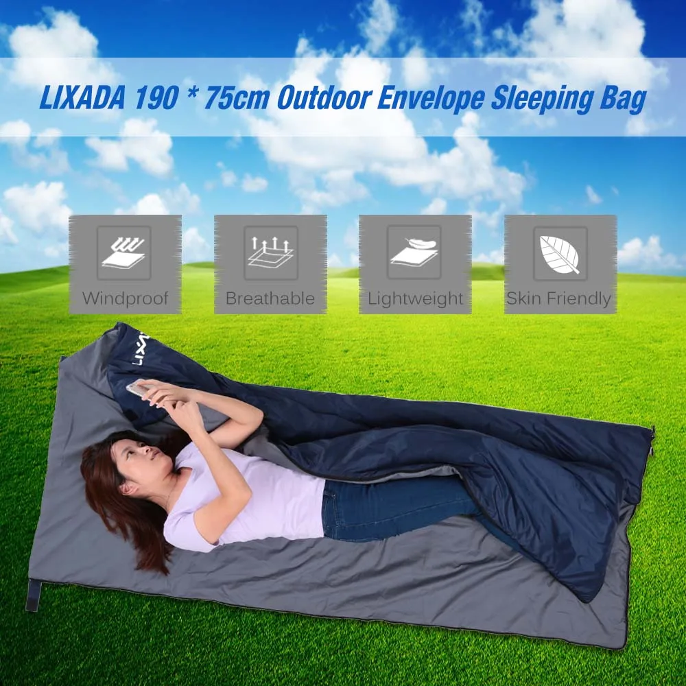 LIXADA في الهواء الطلق المغلف كيس النوم 190*75 سنتيمتر التخييم السفر التنزه Fleabag 680g خفيفة جدا المحمولة كيس النوم حقيبة السفر