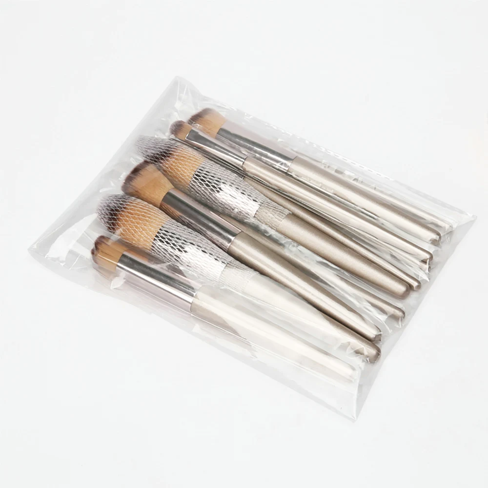 Champagne Gold Makeup Brush Set Loose Powder Concealer Blending Blush Brush Pro Cosmetic Makeup Tool Private Label Custom Bulk