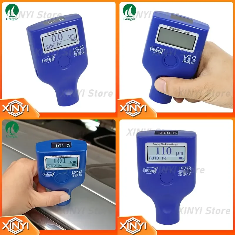 LS233 Automotive Paint Thickness Meter for Dual Screen Measurement Range 0.0–2000 µm for Automotive Paint Meter
