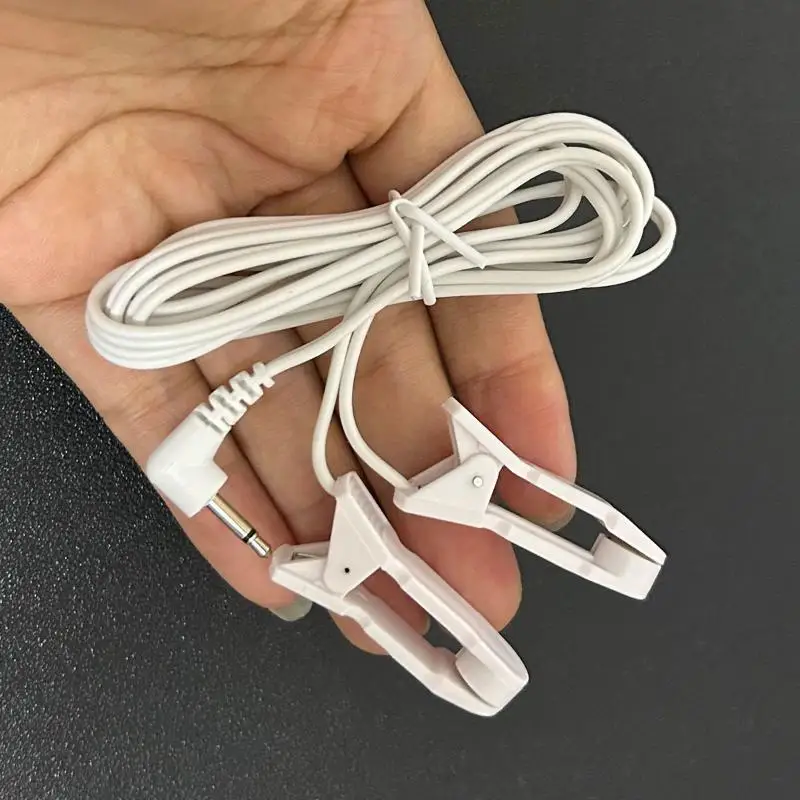 2.5mm Right Angle Ear Clip Electrode Lead Wire 1Pcs Dual Ear Clamp Cable for TENS Pulse Therapy Massager Device Replacement Part