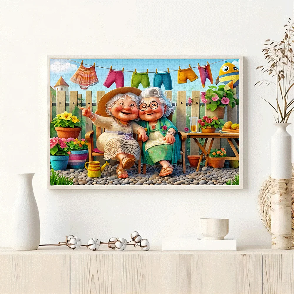 Grand puzzle 1000 pièces adapté aux adultes et aux personnes âgées-cerveau sur le thème des couples âgés avec des couleurs vives, activité familiale DIY