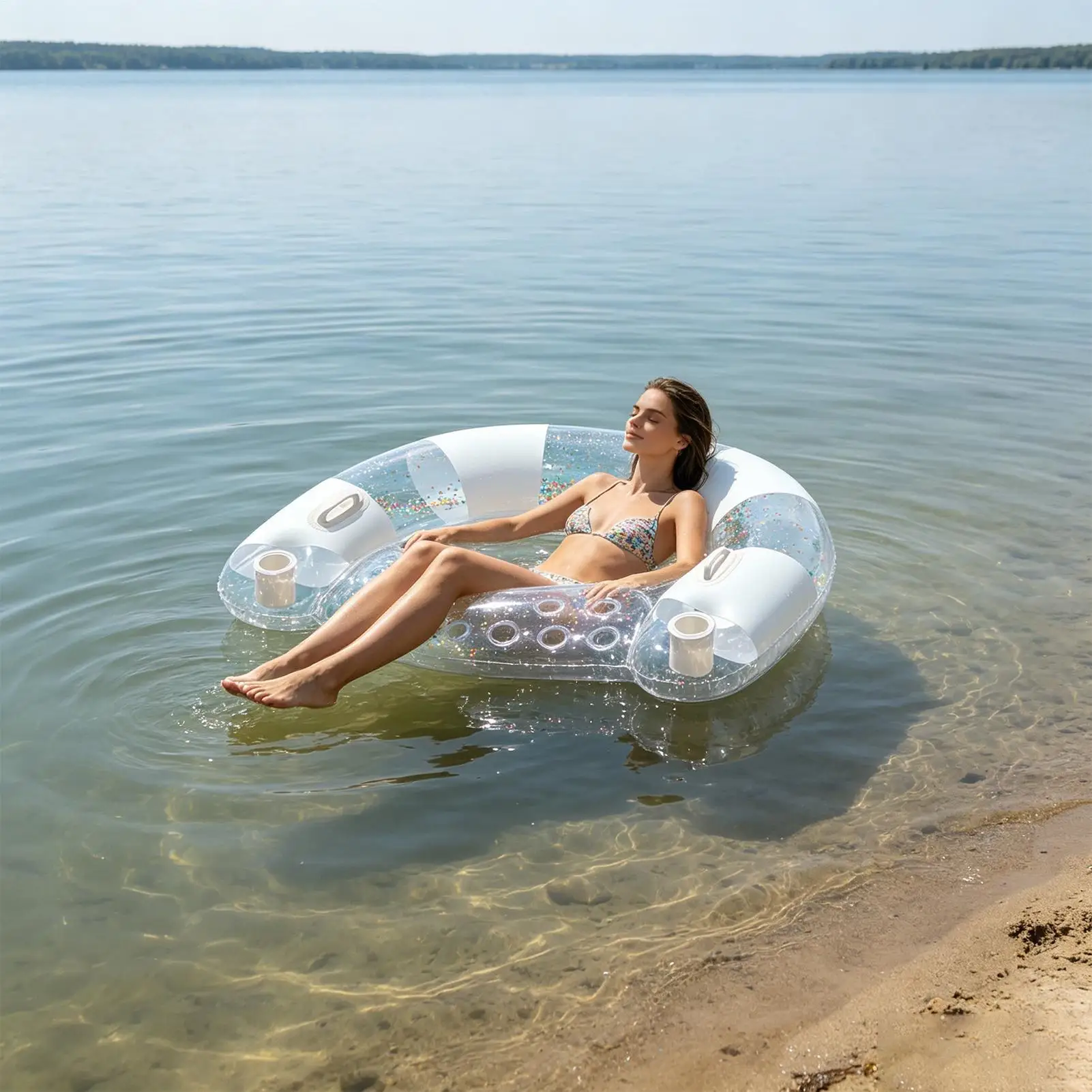 Pool Floats For Adult Blow Up Floating Swimming Chairs U-Seat Pool Float For Lake River Beach Backyard Water Tanning Summer