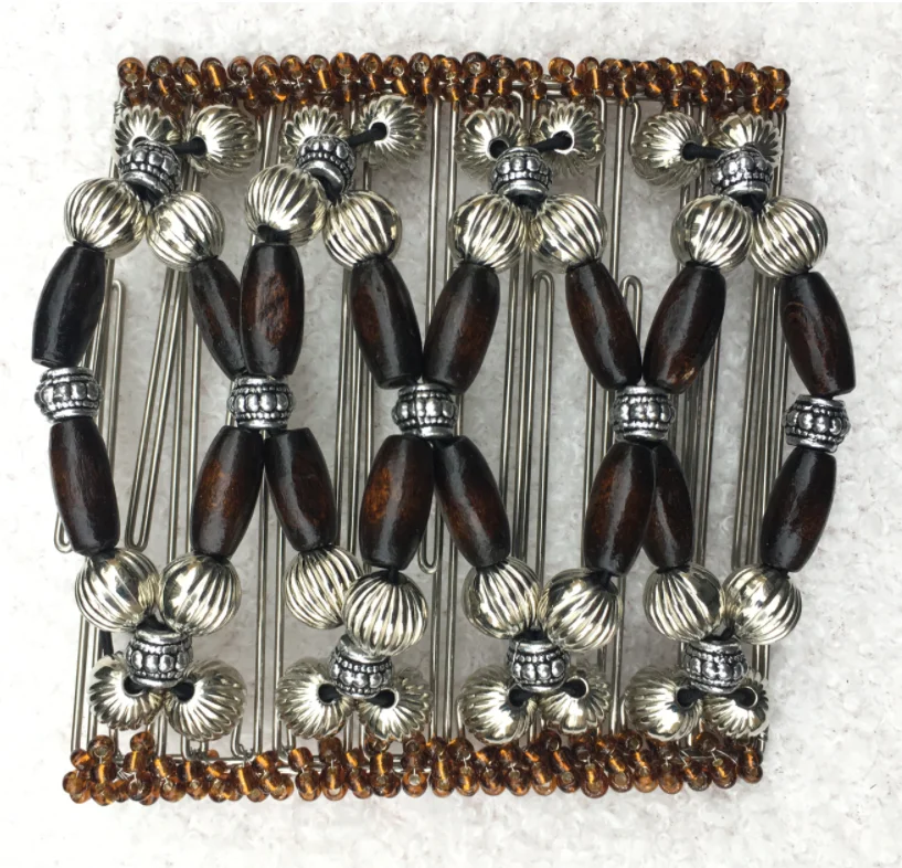 

Silver Brown Lantern Beads Classical Stainless Steel combs women lady wedding party best gift magic comb 10pcs /lot