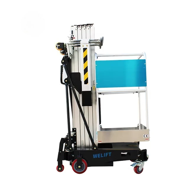 

Гидравлический мобильный подъемник 6М/12М, 120 кг, малогабаритный, одностоечный, электрический, для наружных работ, платформа-лестница