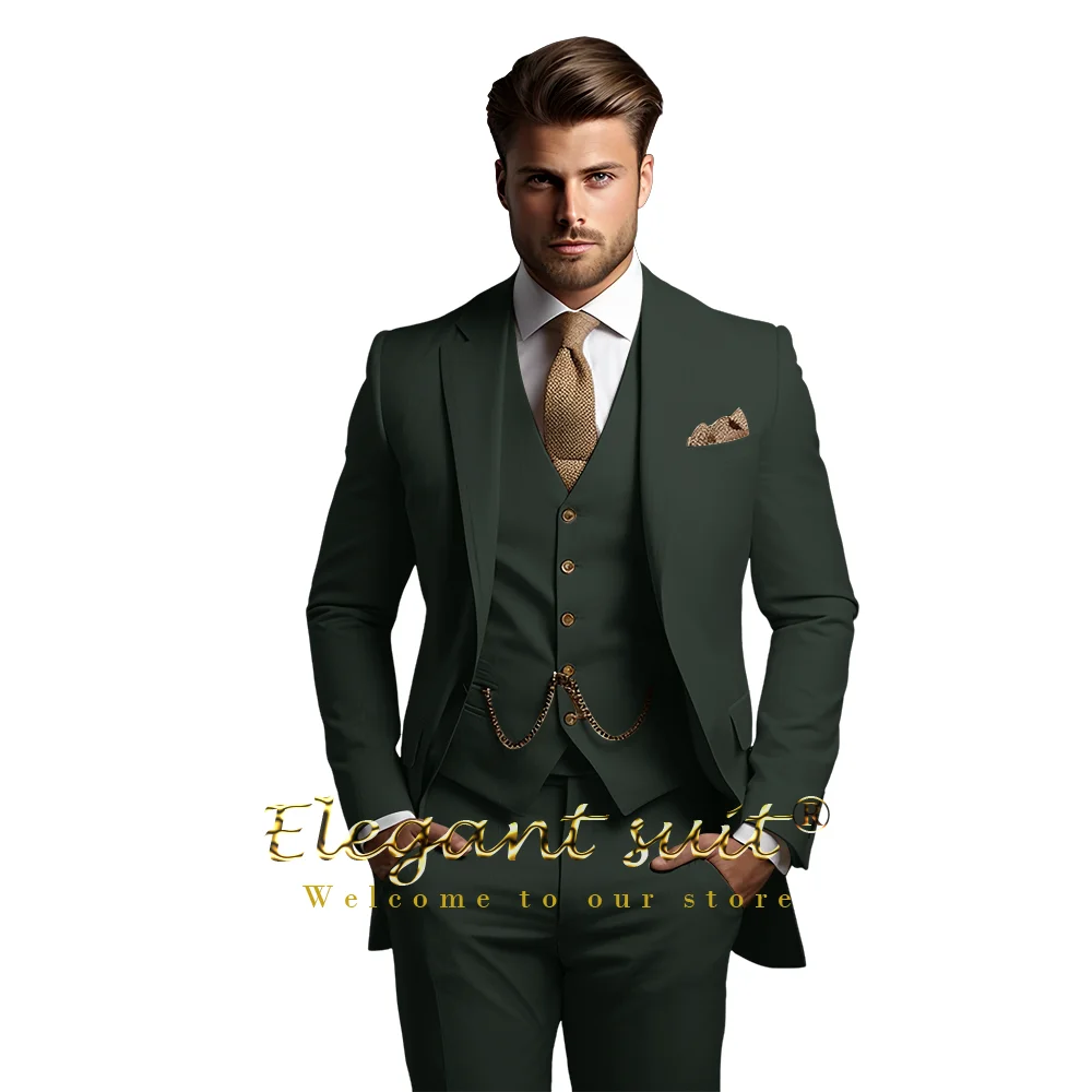 Traje de tres piezas para hombre (chaqueta, chaleco y pantalones), traje hecho a medida para boda, fiesta de cóctel, ocasión formal, hecho a medida