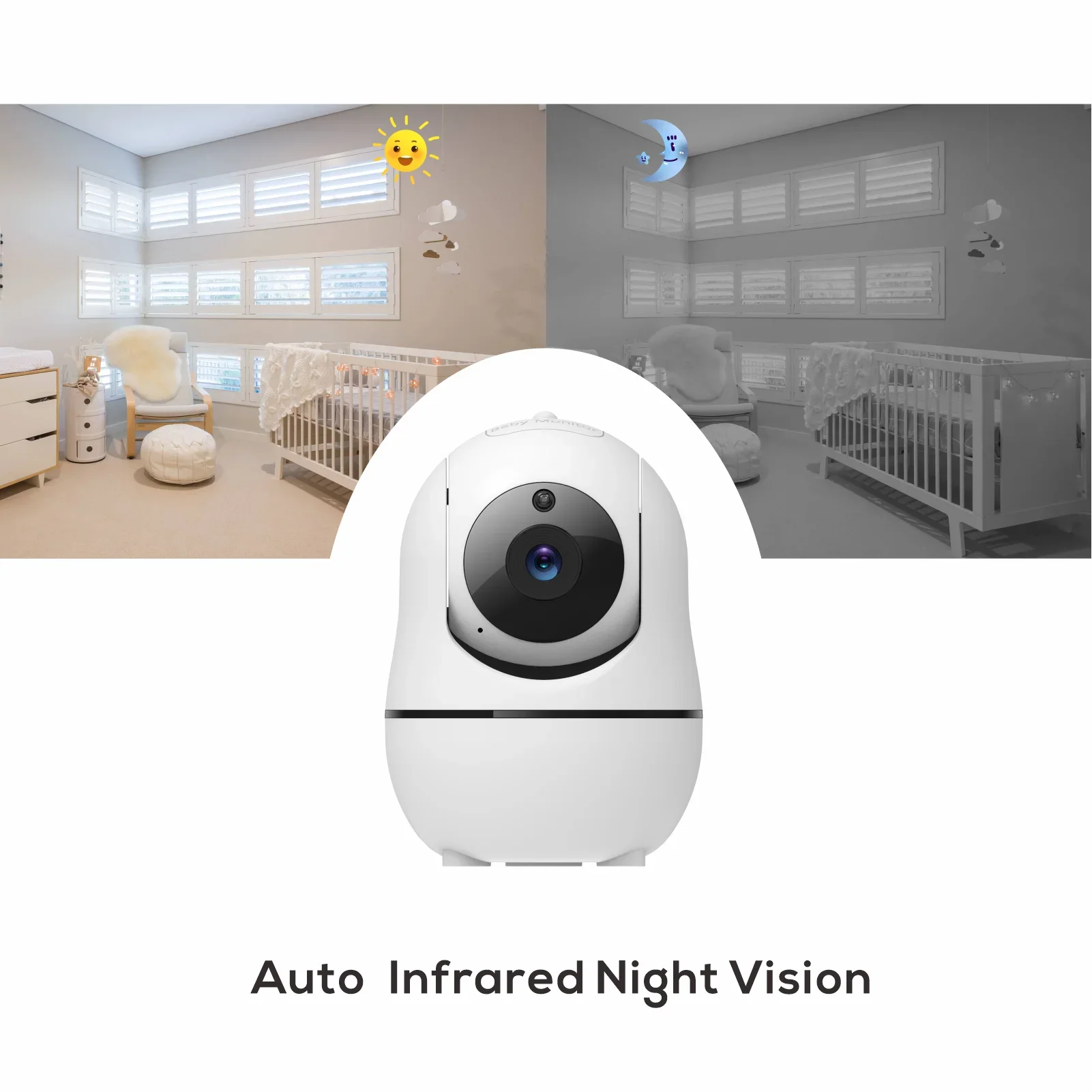 New 5 inch Video Baby Monitor with Camera and Audio, 4X Zoom, 22Hrs Battery, 1000ft Range 2-Way Audio Temperature Sensor Lullaby