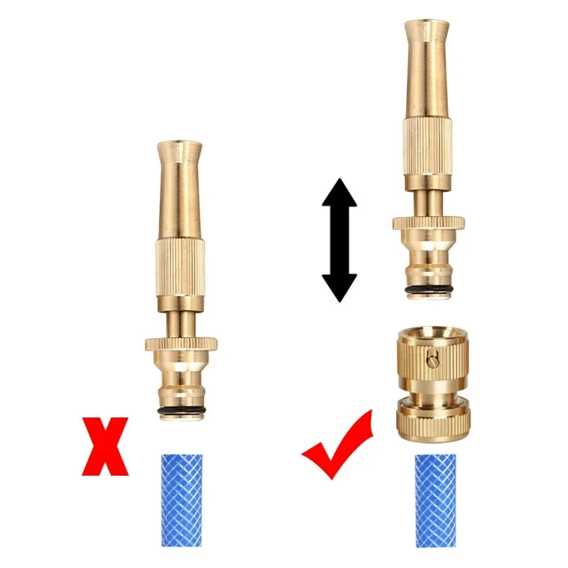 SCIMAKER Spray Nozzle Water Gun Brass High Pressure Direct Spray Sprinkler Quick Connector Home Garden Hose Adjustable Gun gallery 2