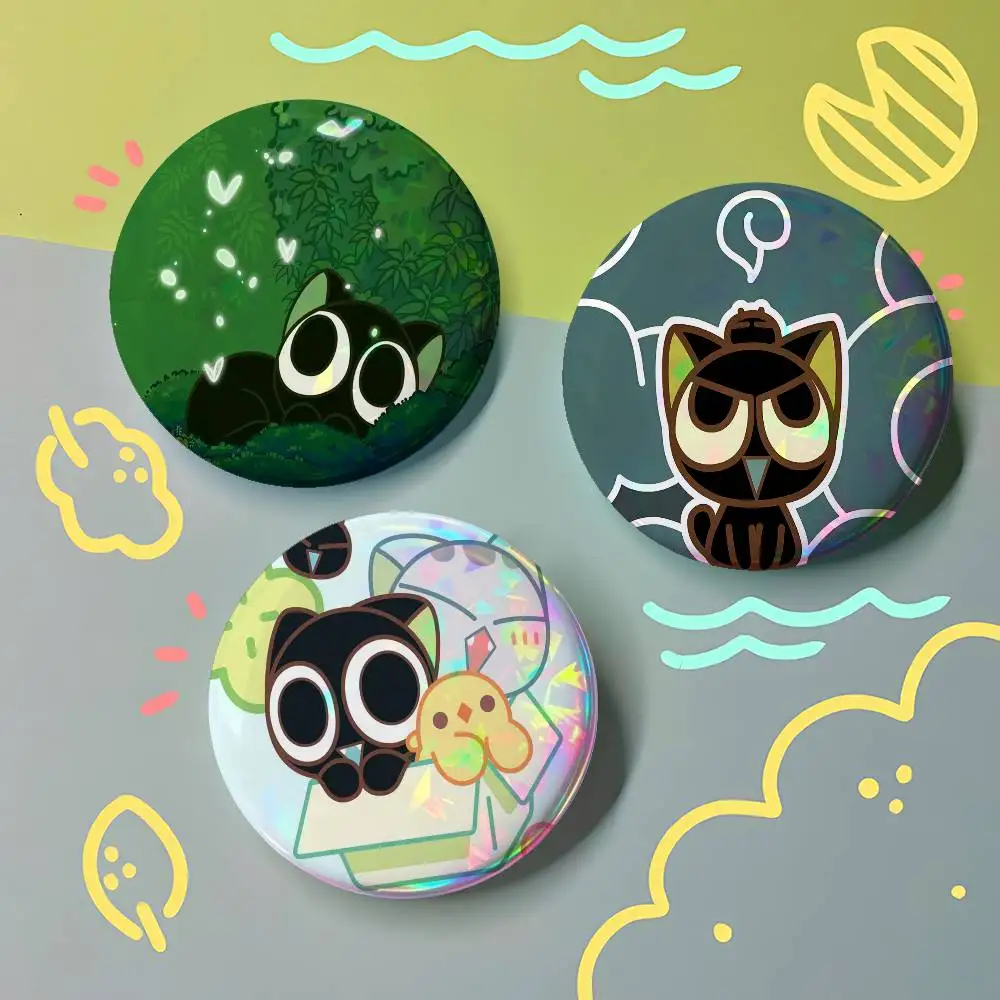 Luo Xiaohei For Badge Fashion Laser Holographic Effect Badge Custom Design Metal Lapel Pin Brooch For Backpack Decor