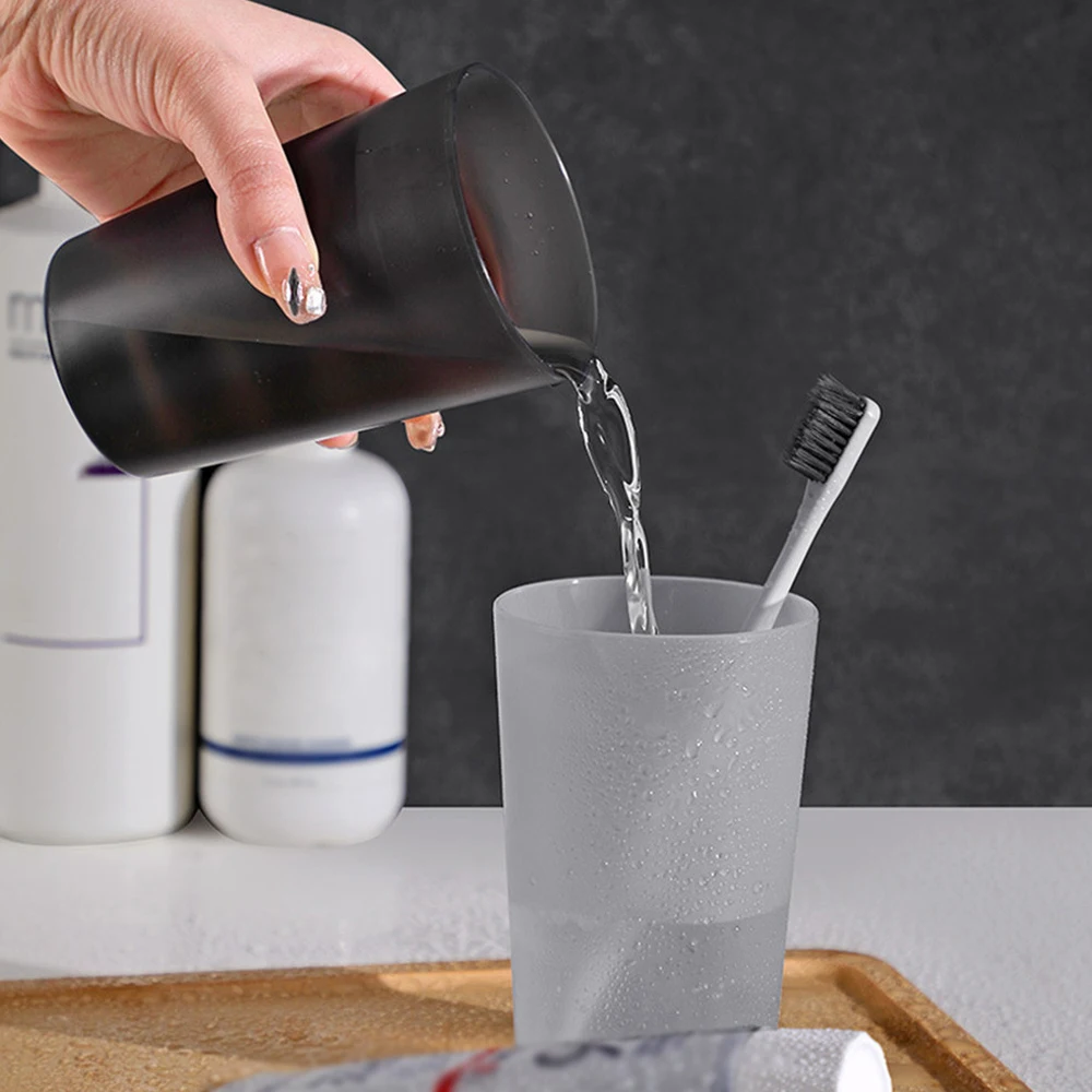 Simple Toothbrush Mouthwash Cups Durable Frosted Household Plastic Couple Mouthwash Cup Multipurpose Large Capacity Drinking Cup