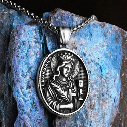 Saint Barbara Powerful Amulet Men Necklaces Stainless Steel Pendant Chain Women Jewelry Vintage Cool Accessories Gifts Wholesale