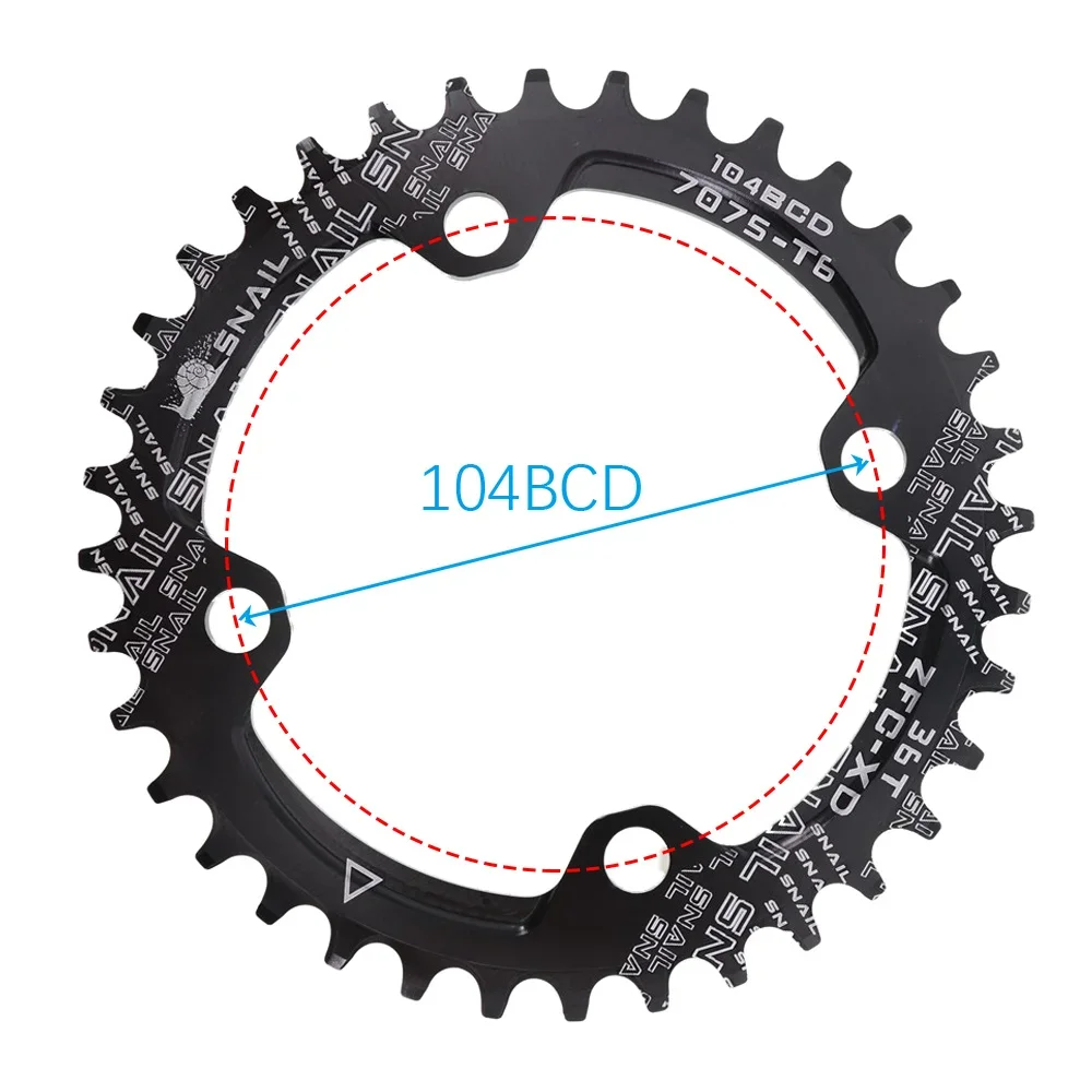 Hlemýžď kolo 104BCD narrwo široký chainring 32T 34T 36T 38 zubů bicykl crankset 104 BCD koruna mtb miska monoplate jízdní kolo talíř