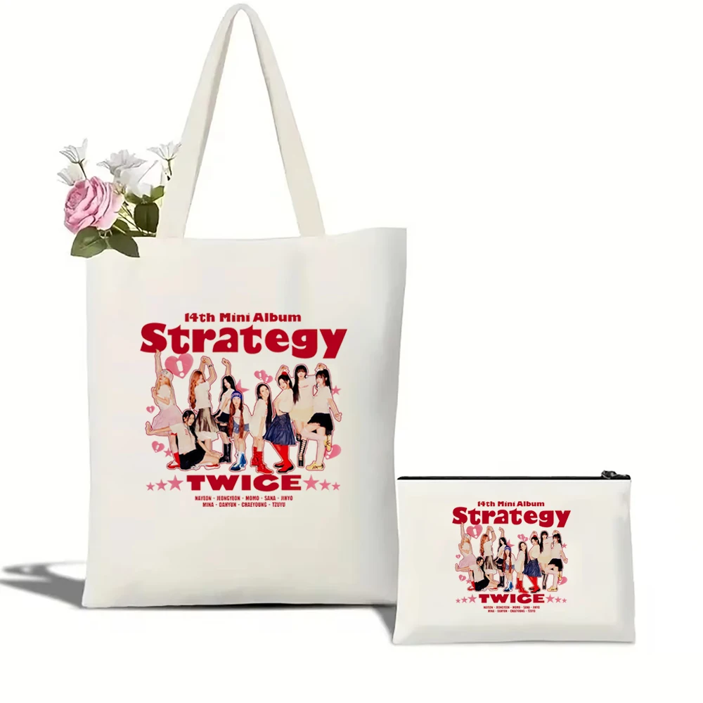 แฟชั่น Harajuku พิมพ์กระเป๋าสะพายขนาดใหญ่น่ารัก K-Pop Girls Group พิมพ์ Tote กระเป๋า Y2K ผู้หญิง Casual All-Match ผ้าใบกระเป๋า
