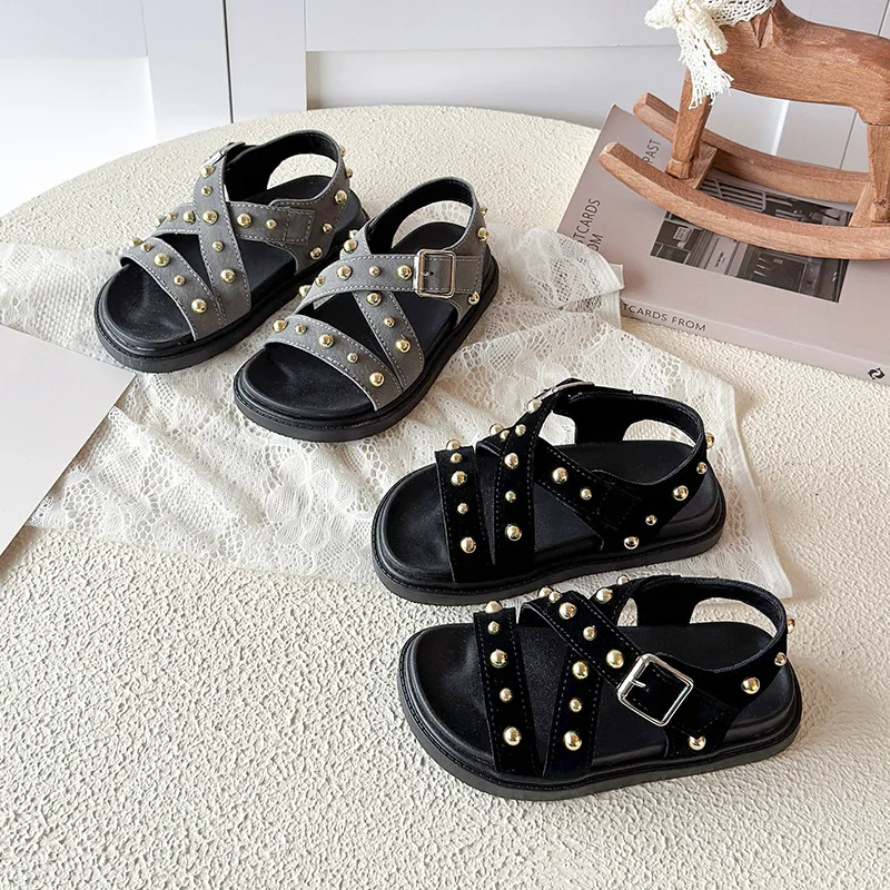 Girls Gladiator Sandals with Crystal Kids Glitter Rhinestone Summer Sandals Classic Beach Shoes Kids Water Shoes Princess Soft