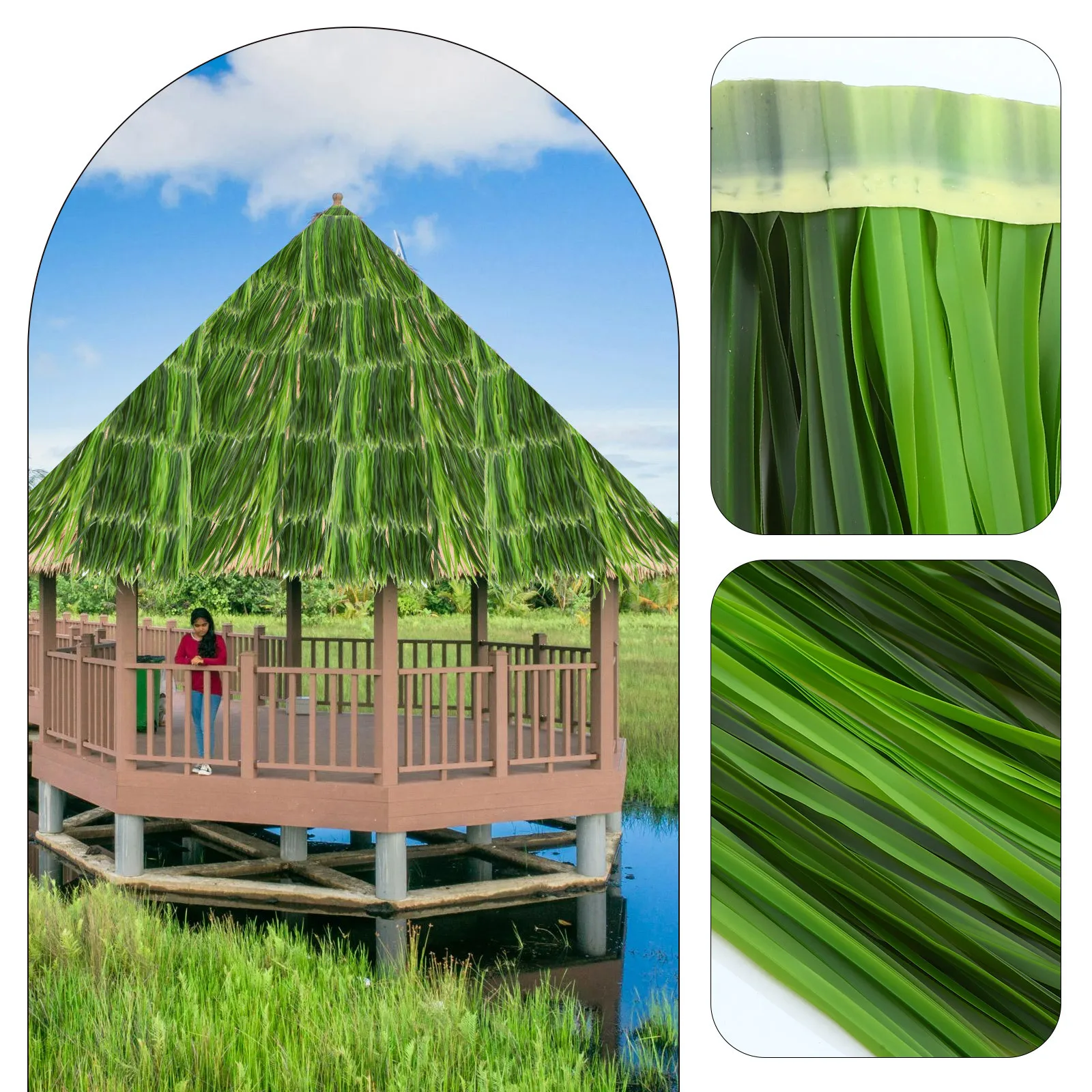 

Simulated Thatch Straw Roof Decorative Artificial Thatch Roofing for Garden Yard Outdoor Landscaping DIY Simulation Straw Roof