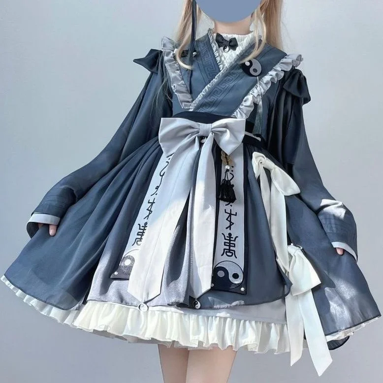 Lolita Dress Exorcist Girl Ancient Han Element Dress Lolita Two Piece Set Little Junior Girl Dresses Girl Clothing