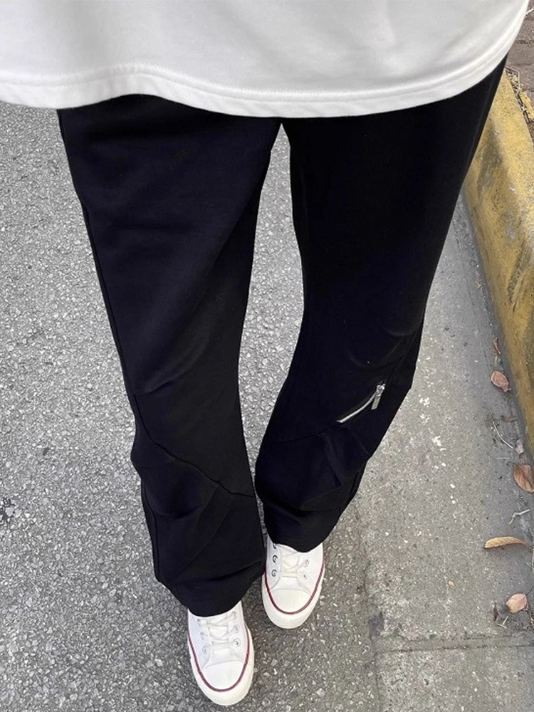 الشارع الشهير أزياء رجالي سستة Sweatpants ربيع الخريف عارضة بلون مستقيم السراويل الرجال أنيق الرباط السراويل