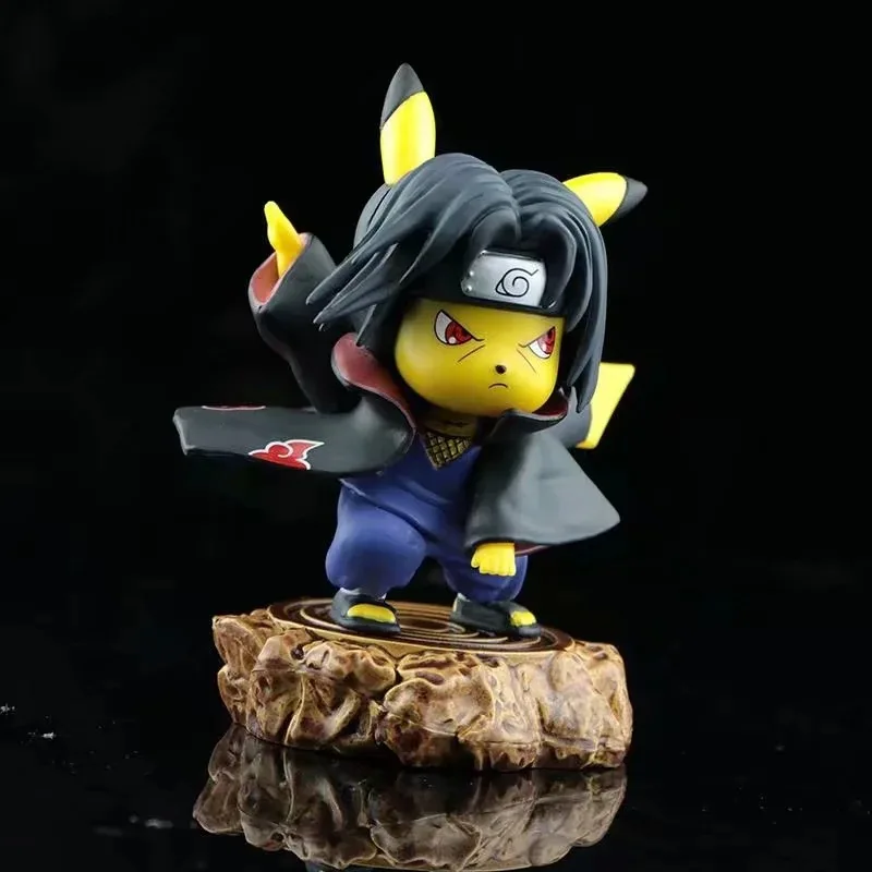 

Anime Naruto Q Version Pikachu COS Uchiha Itachi Secret Organization PVC Action Figures Toys Model Statue 10cm