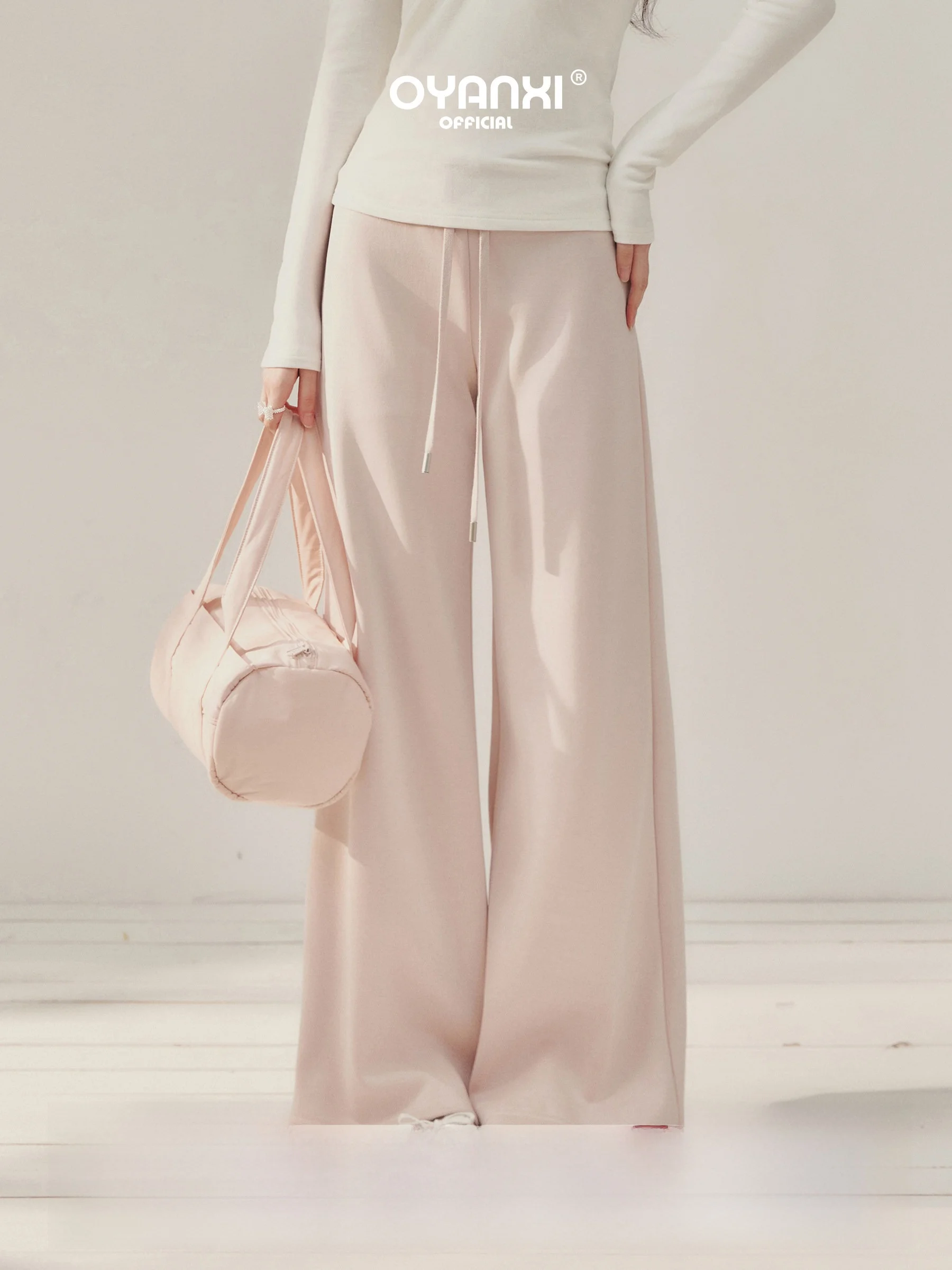 

High Waist Wide Leg Pink Casual Sports Pants Women's Autumn Winter New Sle Comfortable Faionable Ladies Trousers