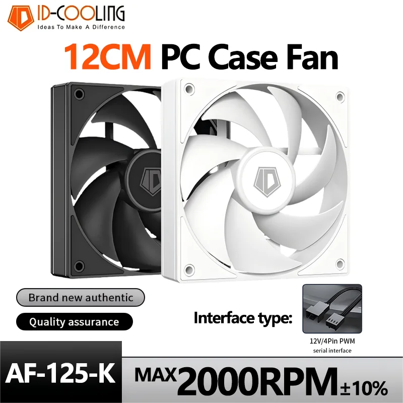 

ID Cooling AF-125-K 12cm PC Case Fan 12V/4Pin PWM Hydraulic Bearing Silent Fan for Chassis CPU Radiator Water Cooling Ventilador
