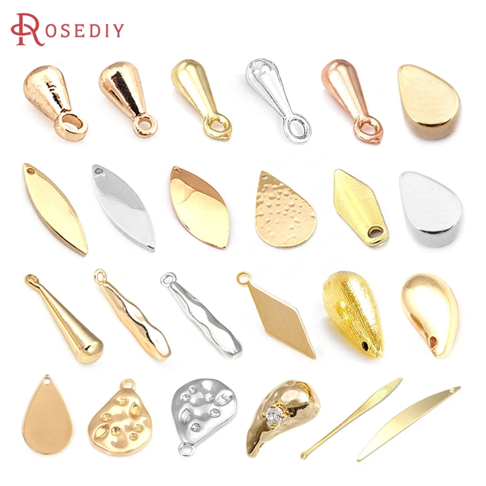 18K Gold Color Brass Long Drop Shape Prismatic Willow Leaf Shape Charms Pendants Jewelry Making Supplies Findings Accessories