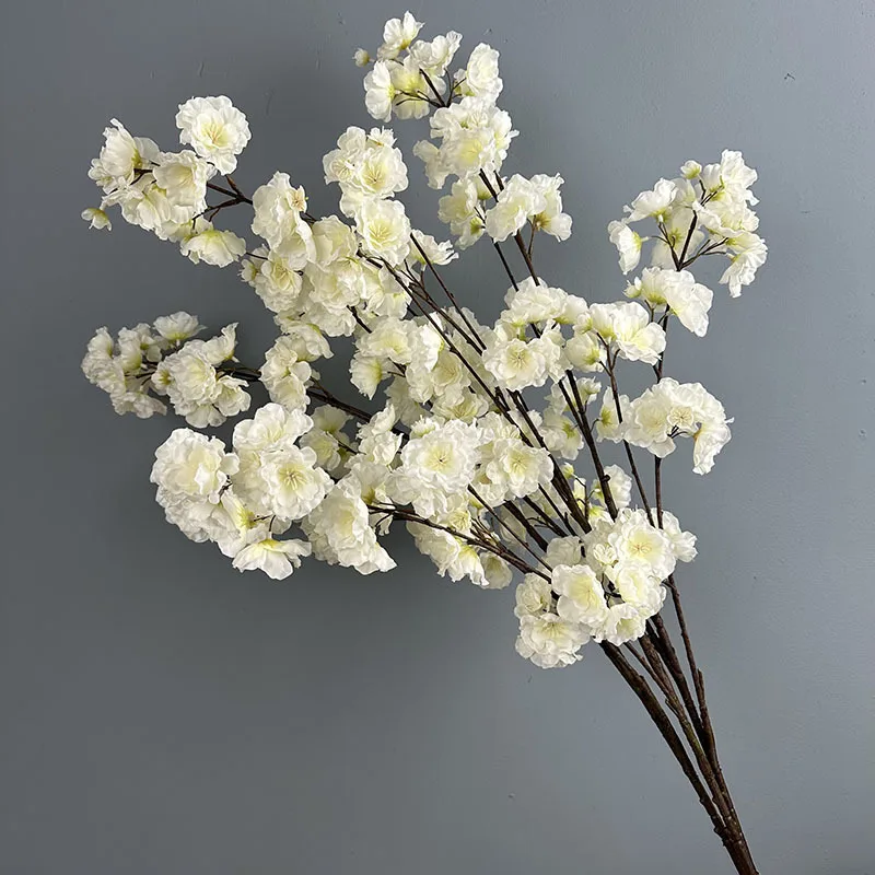 2 Stück 126cm Künstliche Kirschblüten Seidenblumen Weiße Kirschblüten Simulationsblumen Wohnzimmer-Dekoration – Detail 19