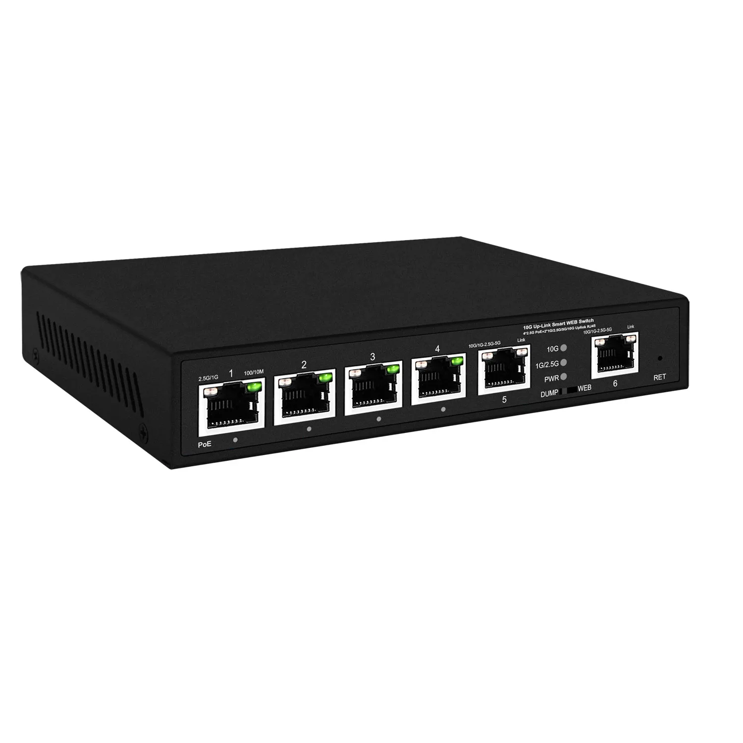 2*10G RJ45 Uplink 4 puertos 2,5G POE Switch 802.3bt/at web gestionado