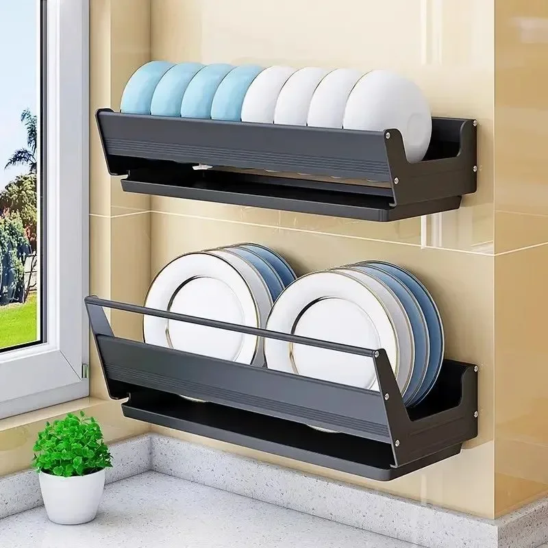 Wall Mounted Kitchen Dish Drainer Dish Drying Rack Storage & Organization Kitchen Gadgets Shelf Useful Things for Kitchen