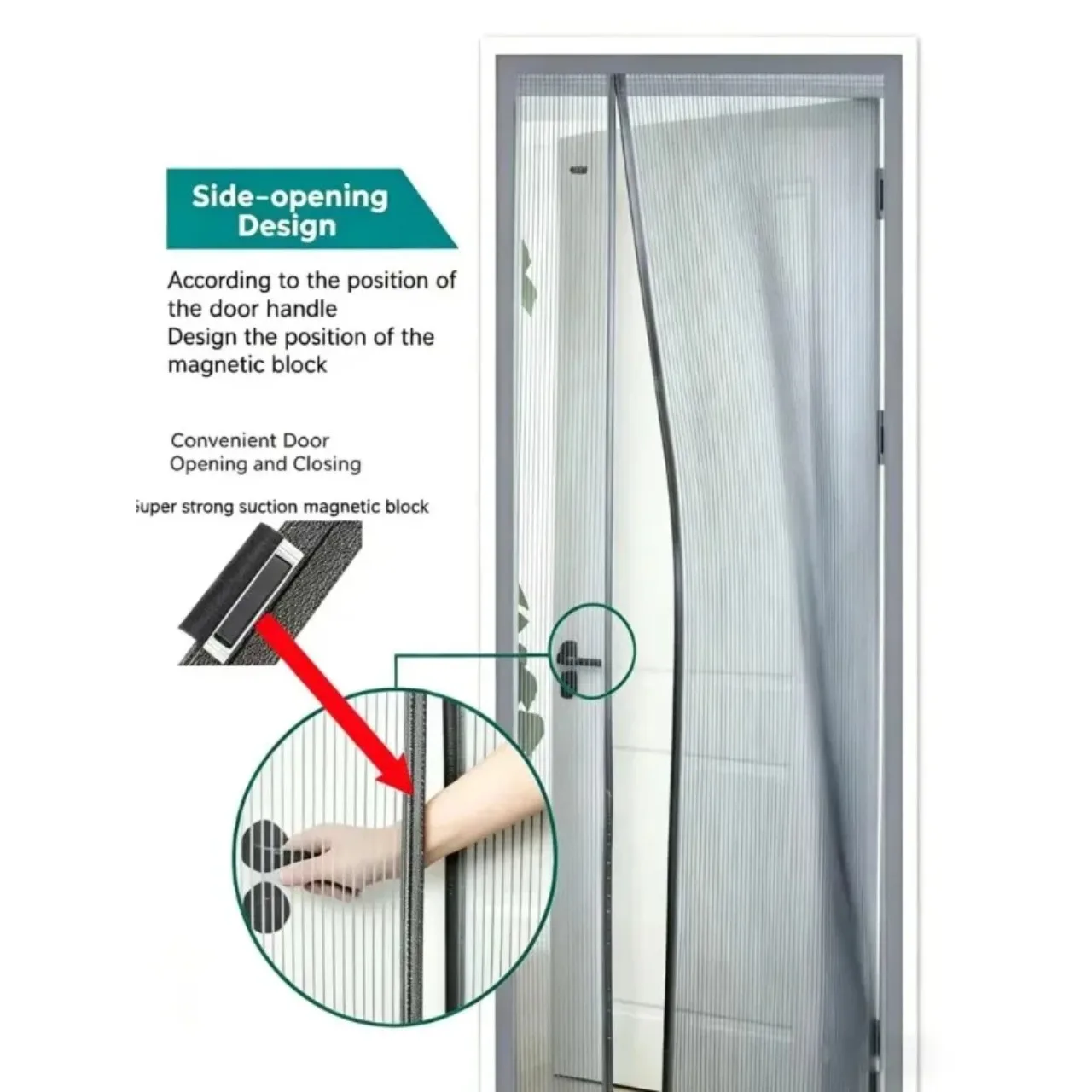 Side Opening Fully Magnetic Block Encrypted Diamond Net Summer Mosquito Proof Door Curtain Adhesive Buckle Magnetic Door Screen