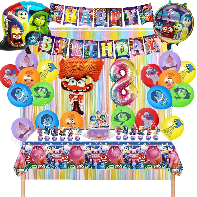 Inside Out Birthday Party Decoration Balloon Banner Backdrop Cake Topper Inside Out Party Supplies Baby Shower